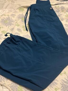 Cherokee Teal Straight-Leg Scrub Pants with Drawstring Waist 2 Pairs
